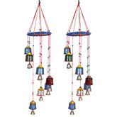 Kuber Industries Handcrafted Wall Hanging Bells with Ring|Traditional Rajasthani Hand Painted Bells for Home Decoration,Pack of 2 (Multicolor)